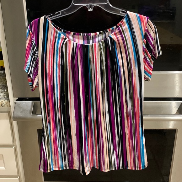 Worthington size petite large polyester spandex short sleeve blouse. Like new - Picture 3 of 11